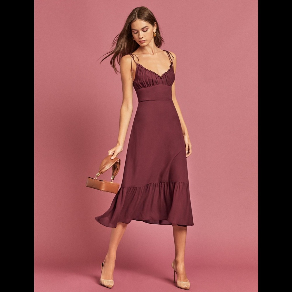 NWT reformation embry dress in plum